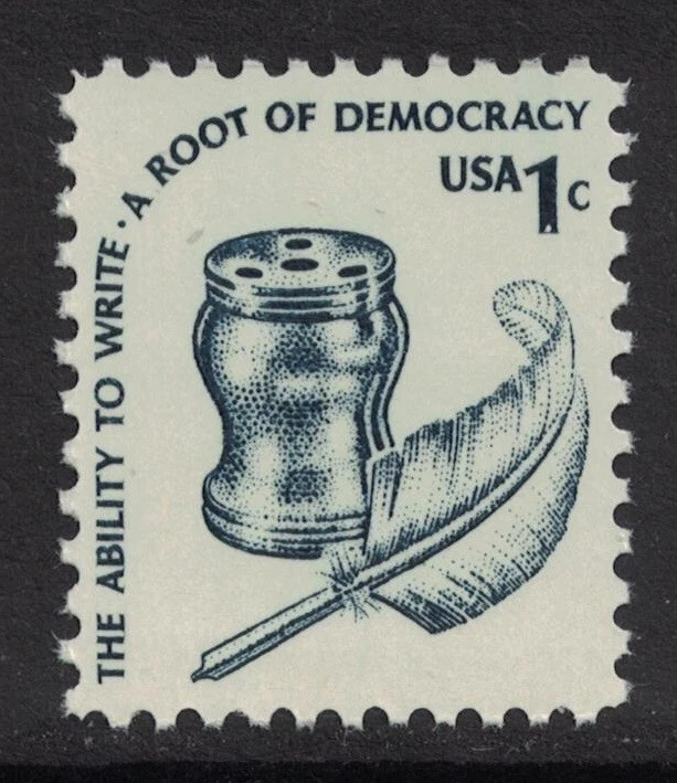 Scott 1581, Dull Gum-MNH- 1c Inkwell and Quill, Democracy- Americana Series - Image 1 of 1