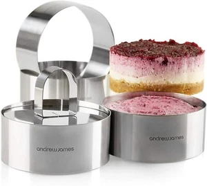 Cooking Rings Set 4 Moulding Dessert Presentation Chef Rings Burger Press 9cm - Picture 1 of 9