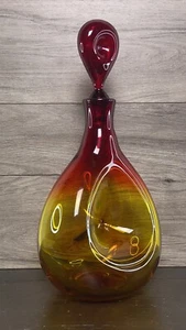 Vintage Kanawha Glass Pinched 717 Decanter Amberina Hand Blown UV Reactive - Imagen 1 de 24