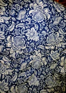 Tessuto cotone vintage anni 40 50 blu giacobino chintz floreale 56w 3yd everglaze - Foto 1 di 3