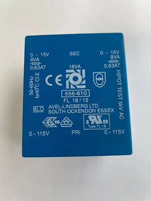 Avel-Lindberg PCB Transformer, Encapsulated 2 x 115V, 2 x 15V, 18VA FL 18/ 15
