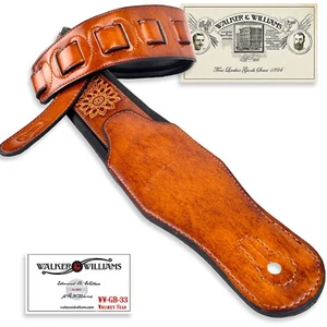 Correa de guitarra acolchada Walker And Williams GB-33 Whiskey Brown Zodiac Star Design - Imagen 1 de 19