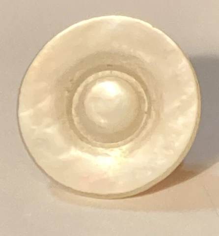 Antique White Pearl Button Dome Center Metal Shank 9/16" Cover