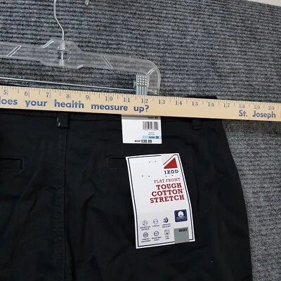 IZOD BLACK Boys' School Uniform Flat Front Twill Pants Sz Husky 20 (33"x31.5") - Image 1 of 4