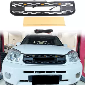 Front Grille fits for 2004 2005 RAV4 with Yellow TR D Light Matte Black Mesh - Picture 1 of 8