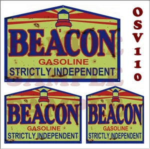 WEATHERED WATERSLIDE BUILDING SIGN DECALS O SCALE BEACON GASOLINE OSV110 - Picture 1 of 1