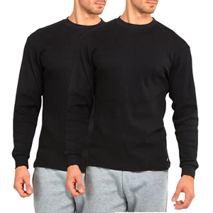 2 Pack Men's Cotton Thermal Shirts Waffle-Knit Long Sleeve T shirts Thick Tee - Picture 1 of 31