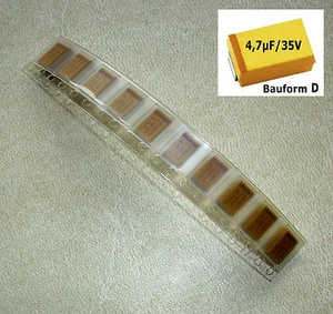 10 Stück SMD Tantal Kondensatoren 4,7 µF / 35 V - Bauform D (M4504) - Picture 1 of 2
