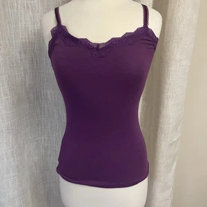 Canotta babydoll Old Navy viola Y2K Twilightcore bordo pizzo civetta piccola - Foto 1 di 9