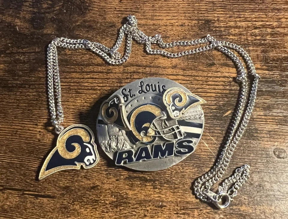 Auténtico collar de joyería de metal de los Rams de la NFL con pendientes y alfiler Foto 1 de 1