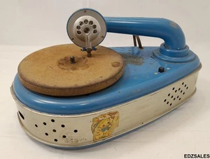 Vintage Tin Toy Disc Phonograph Child's Metal Turntable - Picture 1 of 10