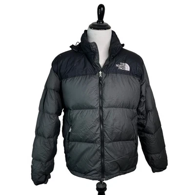 North Face VTG 00s 700 Goose Down Nuptse Puffer Jacket Coat FLAW Black Gray XL - Image 1 of 4