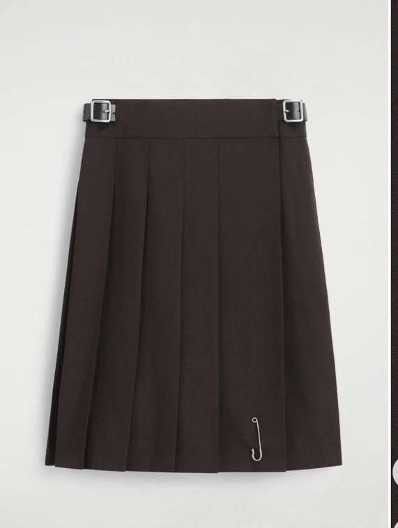 COS x Le Kilt Dark Brown BELTED WOOL-BLEND MINI KILT Size 40 - Image 1 of 4