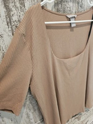 Women's H&M Ribbed Camel Scoop Neck Top - XXL - Image 1 of 4
