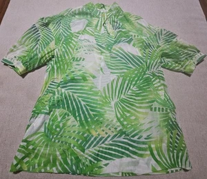 DVF Diane von Furstenberg Palm Print Green Sheer Tunic Top Women Sz 4 Silk Blend - Picture 1 of 14