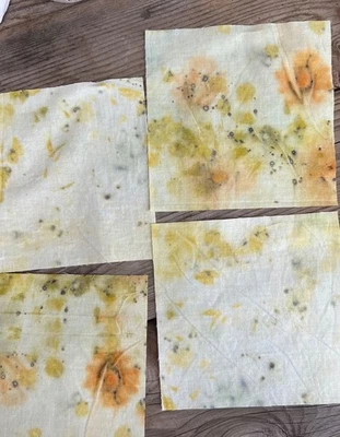 Tela de algodón estampada con flores amarillas mixtas, 6 pulgadas cuadrado, 4 piezas Foto 1 de 3