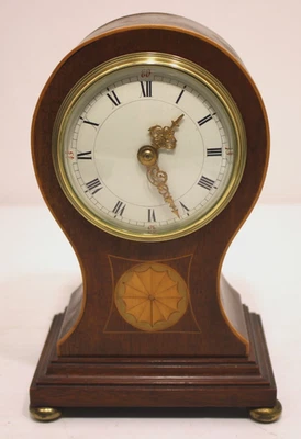 Antique French Edwardian 8-Day Inlaid Balloon Case Mantel Clock, Fully Serviced - Image 1 of 4