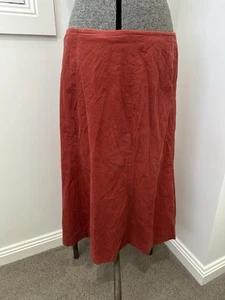 Vintage Handmade Cord Corduroy Midi Skirt Cotton Burnt Orange Sienna L 14 - Bild 1 von 6