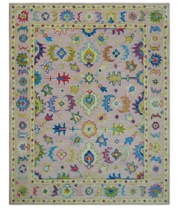 Hand tufted wool area Rugs multicolor floral tribal design light pink area rugs - Picture 1 of 10