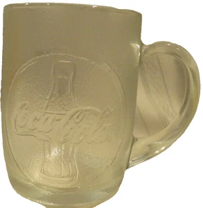 Coca-Cola Frosted Glass Mug Logo Bottles Design Coffee Tea Soda Cup Handle - Picture 1 of 10