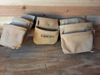 Cinturón ajustable de cuero para herramientas utilitarias de contratista general de construcción de cuero AWP Foto 1 de 4