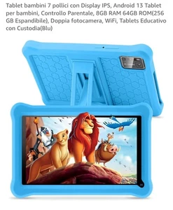 Tablet Bambini 7 Pollici Display Android 13 Controllo Parentale 8 Gb 64 Gb Rom  - Imagen 1 de 24