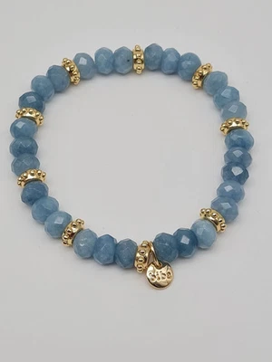 Biba Armband elastisch Blau oder Jeansblau mit Goldene Elementen - Bild 1 von 4