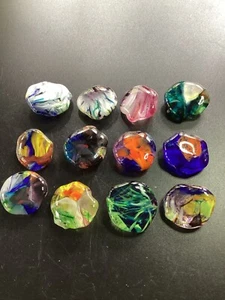LOT OF 12 COLORFUL BLOWN GLASS WHIMSEYS STEPPING STONE KITS / PAPERWEIGHTS - Picture 1 of 5