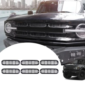 6x Front Mesh Net Grille Trim Cover For Ford For Bronco 2/4 Door 2021-2023 Black - Picture 1 of 15