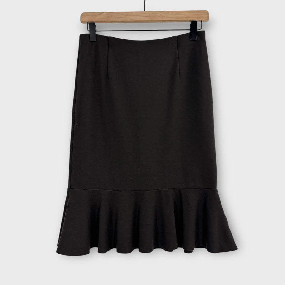 Isda & Co Mujer Talla Pequeña Marrón Oscuro Algodón Elastizado Tirar On Volantes Falda Foto 1 de 4