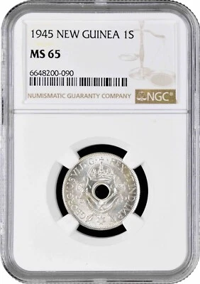 New Guinea 1 shilling 1945, NGC MS65, "League of Nations mandate (1929 - 1945)" - Image 1 of 2