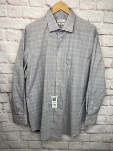 NEW CALVIN KLEIN Mens Gray REG FIT STRETCH Business-Dress Shirt 'XL' 17 32/33 - Picture 1 of 15