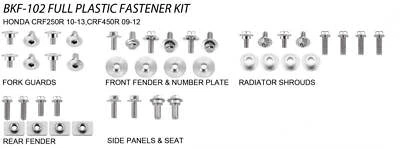 KIT DE PERNOS DE PLÁSTICO ESTILO HONDA, KIT DE FIJACIÓN DE PLÁSTICO COMPLETO Foto 1 de 4