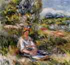 Pierre Auguste Renoir A4 Photo Young Girl Seated In A Meadow 1916