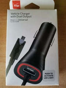 Verizon OEM Micro USB Car Charger with Dual Output & LED Light - 3.4 AMPS - Picture 1 of 3