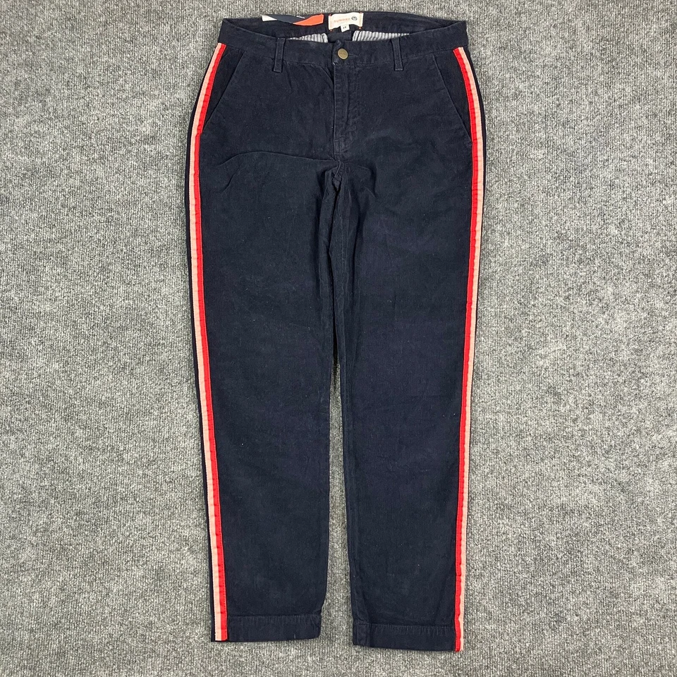  Pantalones Sundry Mujer Talla 28 Azul Marino Pana Rojo Rayas Detalle Lateral Informales Cónicos Foto 1 de 4