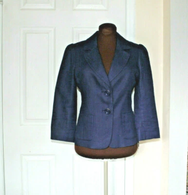 CHAQUETA KATE SPADE HERMOSA MEZCLA DE LINO AZUL 2 BOTONES FORRADA TALLA 8 USADA EN EXCELENTE ESTADO Foto 1 de 4