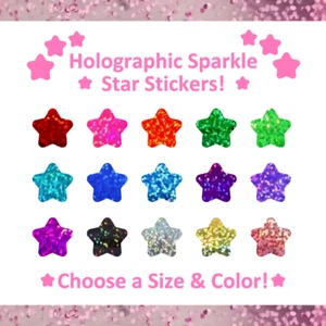 Holografische Glitzer Blase Stern Aufkleber! - 1/4" bis 3 Zoll - abgerundete Spitze Sterne - Bild 1 von 3