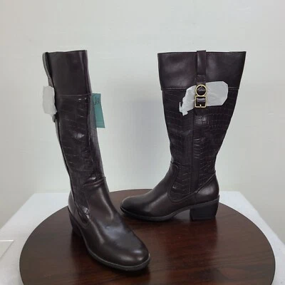 Life Stride Tall Boots Women 8W Brown Faux Leather Zip Knee Wide Shaft - Image 1 of 4