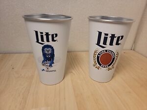 DETROIT LIONS NFL Football Miller Lite  Aluminum 20oz Beer Cups Set Of 2