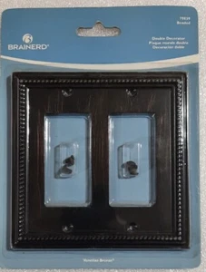 Brainderd 79839 Beaded Brushed Venetian Bronze Double Wall Plate Cover New  - Picture 1 of 2