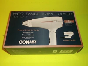 CONAIR WORLDWIDE ASCIUGACAPELLI DA VIAGGIO 1875 WATT - MANICO PIEGHEVOLE NUOVO CON SCATOLA - Foto 1 di 2