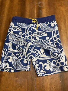 Gymboree Boys Swim Trunks Size 6 Blue N White Tropical  - Picture 1 of 6