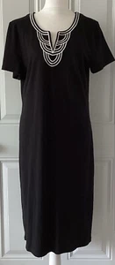 Abito donna Talbots nero manica corta scollo a V linea A taglia media - Foto 1 di 11