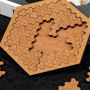 Wooden Puzzle For Adults&kid Tangram Board Games JigSaw Puzzles Brain-teaser Toy - Picture 1 of 10