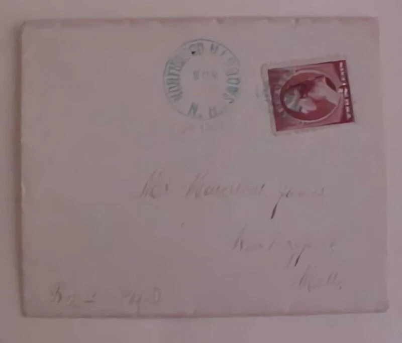 US  #210 NORTHWOOE HARBOWS  NEW HAMPSHIRE COVER GREENISH CANCEL 1884 - Image 1 of 1