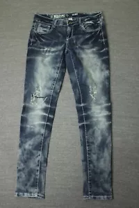 Pantalones de mezclilla para mujer Mossimo ajustados 9 (30x31) azules elásticos desgastados blanqueados - Imagen 1 de 18