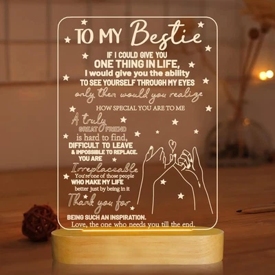 to My Bestie Gifts,3D Illusion Lamp I Love You Friends Night Light for Best F... - Image 1 of 4