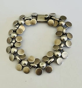 Vintage Modernist Taxco Mexico Sterling Silver Half Ball Link Bracelet 8” - Picture 1 of 14