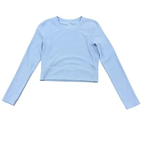 Move Theology Blue ribbed crop athletic Workout top Size L - Picture 1 of 6